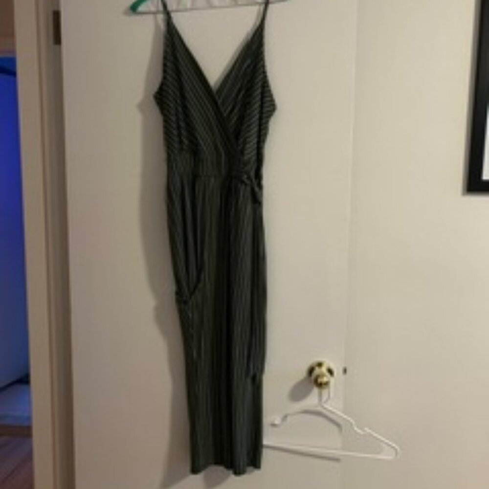 Stitch Fix Green and White Striped Jumpsuit